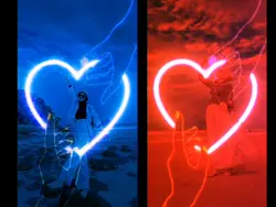biru x merah
