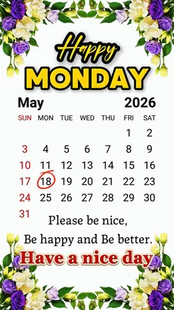 Monday 18 May 2026