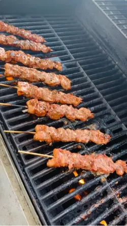Pork bbq on sticks
