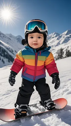 baby snowboarding