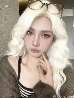 プラチナカラーのロングヘアに変ai