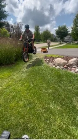 Jumps on bike