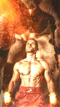 Boxer on fire 