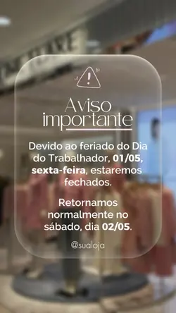 Aviso de feriado!