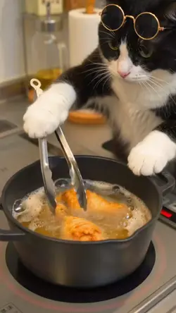 Funny Cat Cooking