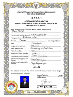 Ijazah SMA Lulusan