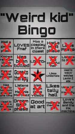 Weird kid bingo