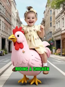 Riding a chicken