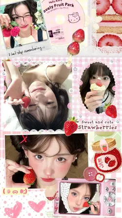 pink strawberry cute