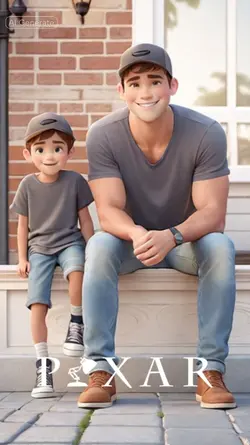 Dad and son Pixar