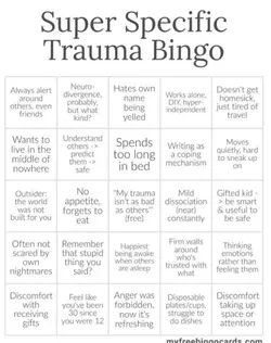 Trauma bingo...