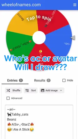 Results spin wheel!