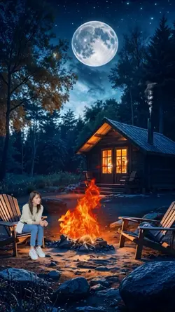 bonfire with moon