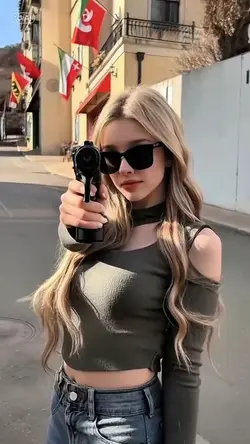 Holding a gun