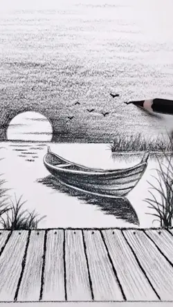 Draw Sunset On River