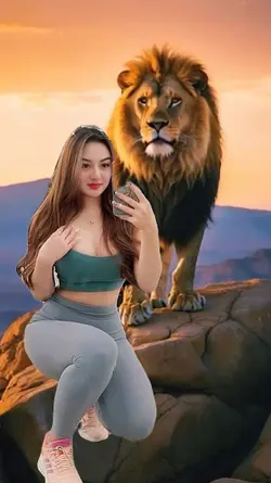 foto bareng singa 