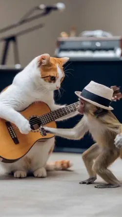 Cat and monkey 