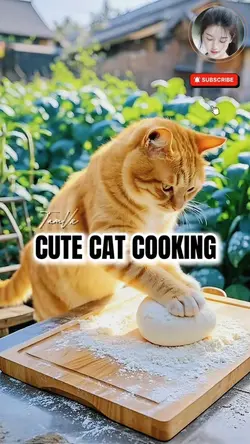 Cute cat cooking