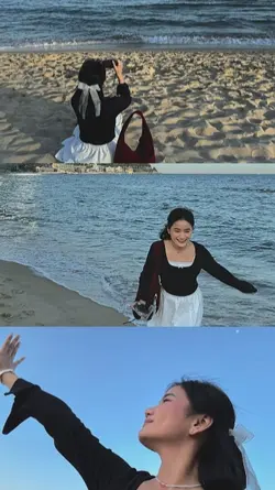 3 picture in beach
