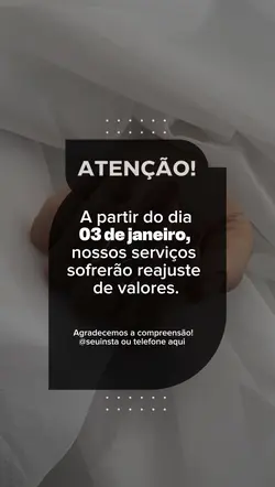 Aviso reajuste valor