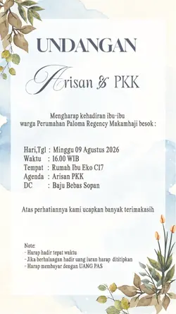 Undangan Arisan PKK
