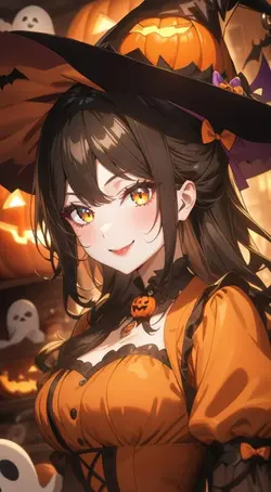 ほうきに乗って飛んで行く