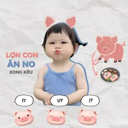 Lợn con ăn no xong