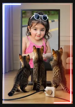 Cute baby with cats