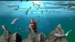 under water