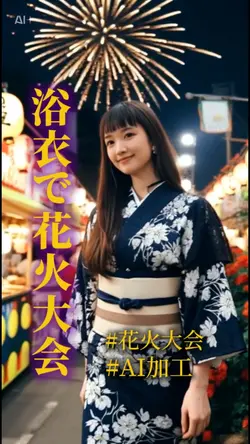 浴衣で花火大会 AI加工