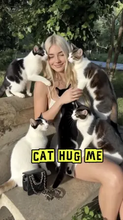 Cat hug me