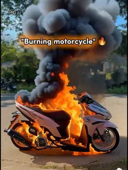 Burning motorcycle