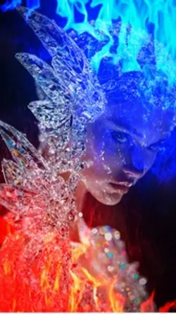 Red and blue flames