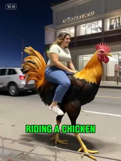 Riding a chicken