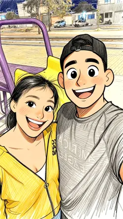 Pareja en caricatura