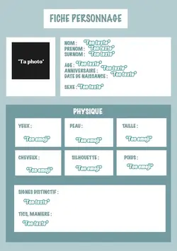 Fiche personnage