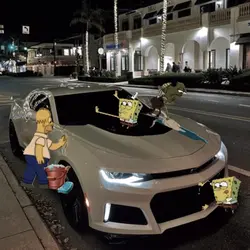 bob limpiando carro