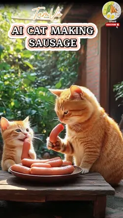 Cute cat cooking 