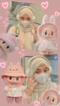 stiker labubu pink