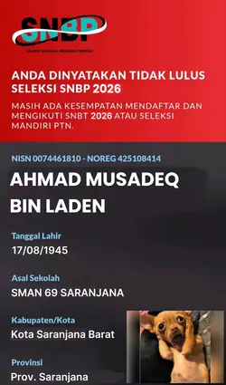 Tidak Lulus SNBP2026