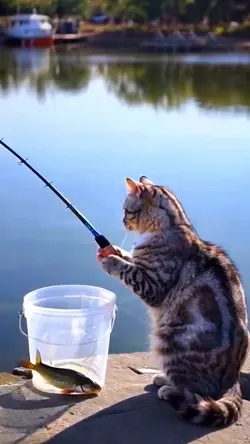 Cat fishing funny Ai