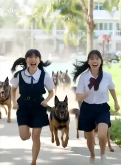痛い！犬に追われてる！