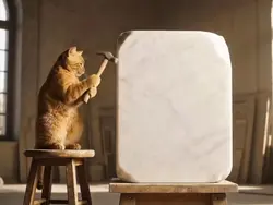 Cat carved stone