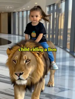 child riding a lion