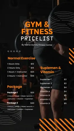 gym fitnes pricelist
