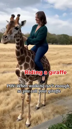 Riding a giraffe