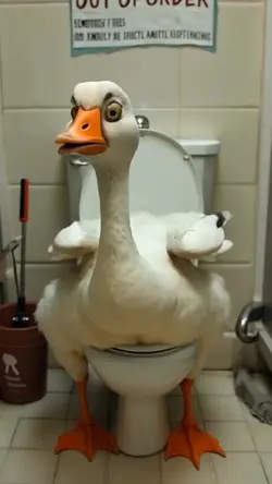 Duck on the toilet 
