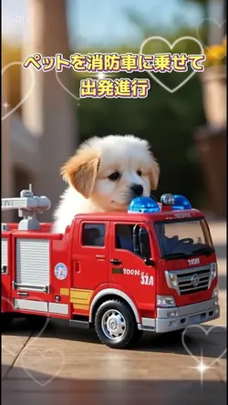 ペットが消防車で出勤