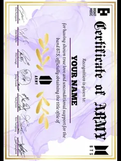 certificate of ARMY
