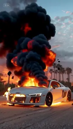 AI Burning car